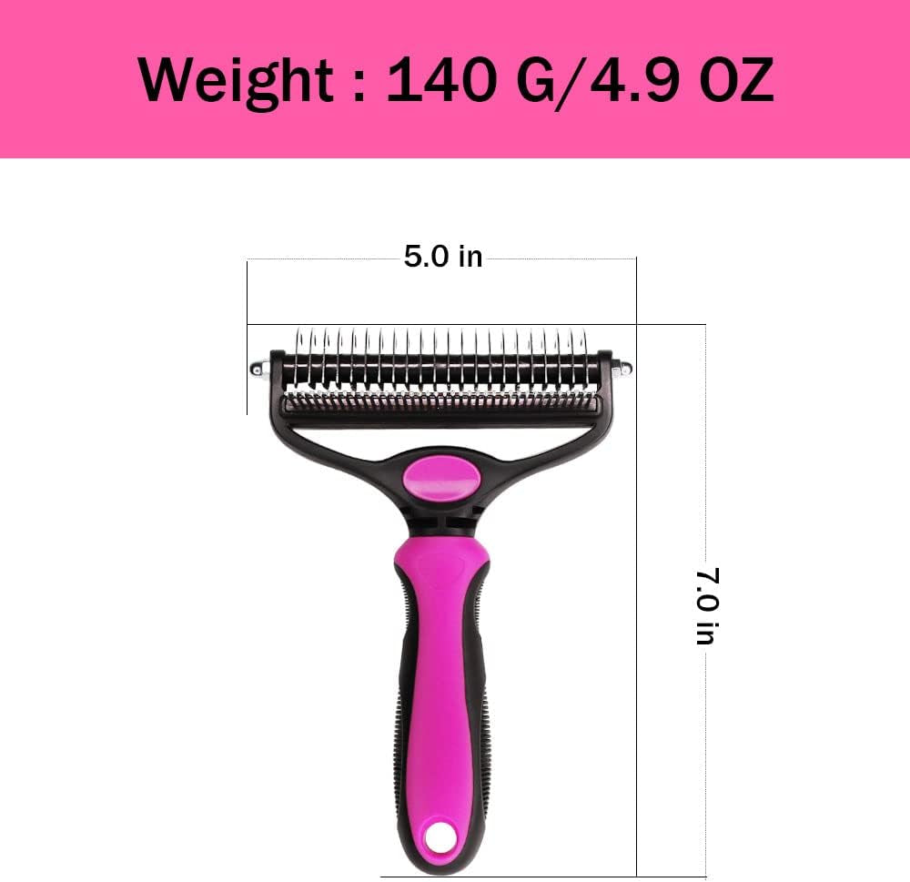 Pet Grooming Brush,Professional 2 in 1 Pet Deshedding Tool for Dogs/Cats,Safe Dematting Comb for Easy Mats & Tangles Removing,Undercoat Rakes for Short to Long Hair(Red)