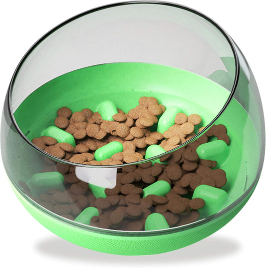 Slow Feeder Bowl for Small Medium Dogs Cats, No-Spill Large Capacity Interactive Feeder, Green (APF03G)