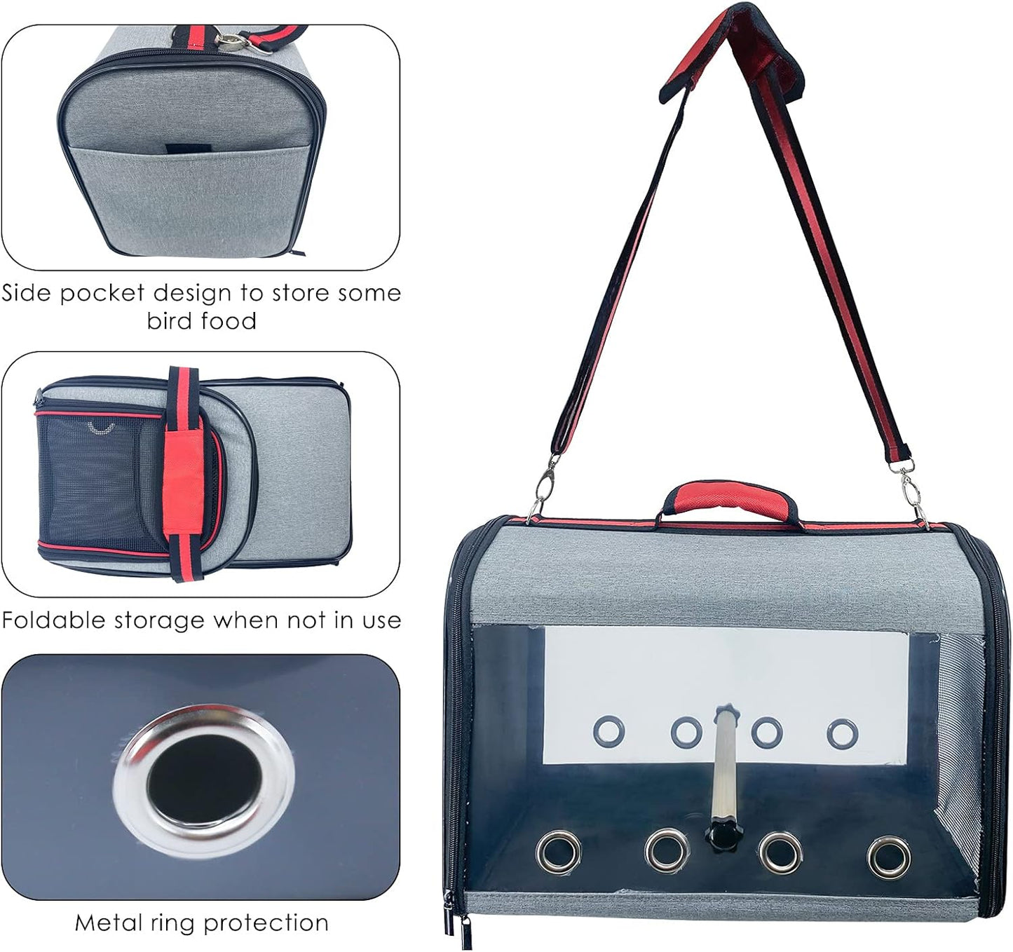 Bird Parrot Travel Carrier Lightweight Bird Travel Bag Transparent Breathable Bird Travel Cage Portable Travel Carrier for Small Bird and Parrot (Size Large, Blue)