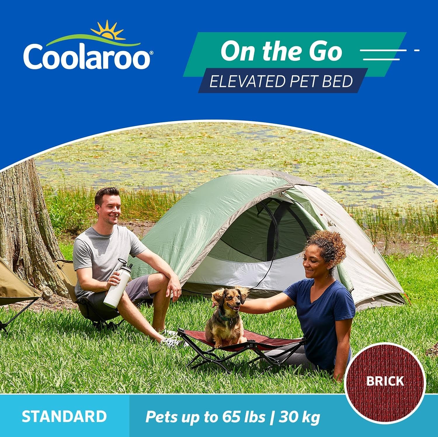 On-The-Go Elevated Dog Bed - Foldable Pop-Up Travel Dog Bed with Breathable, Moisture-Resistant Fabric, Carry Bag Included, Lightweight & Portable, Brick, Standard