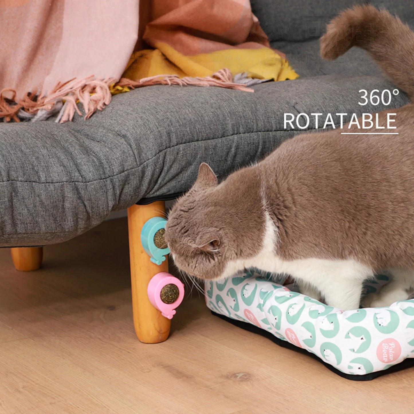 Cat Chew Toy 360 Degree Rotating Teeth Cleaning Pet Treat Catnip Ball Edible Cat Lick Treats Toy Pet Toy