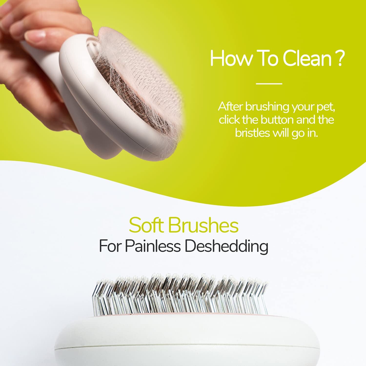 Self Cleaning Slicker Brush for Dogs and Cats - Pet Grooming Tool for Undercoat, Shedding Mats & Tangled Hair - Pet Grooming Brush Bristles with round Tip Massages & Improve Circulation
