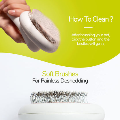Self Cleaning Slicker Brush for Dogs and Cats - Pet Grooming Tool for Undercoat, Shedding Mats & Tangled Hair - Pet Grooming Brush Bristles with round Tip Massages & Improve Circulation