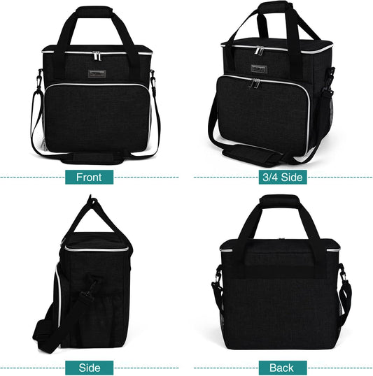 Dog Travel Bag, Pet Travel Bag (All Pet Travel Supplies), with 2 Pet Food Containers and 2 Collapsible Silicone Bowls; Essential Kits for Travel Black