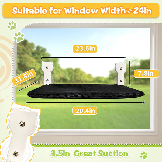 Cat Window Perch, Sturdy Foldable Cat Hammock Window Seat, Cordless Resting Pet Bed Indoor