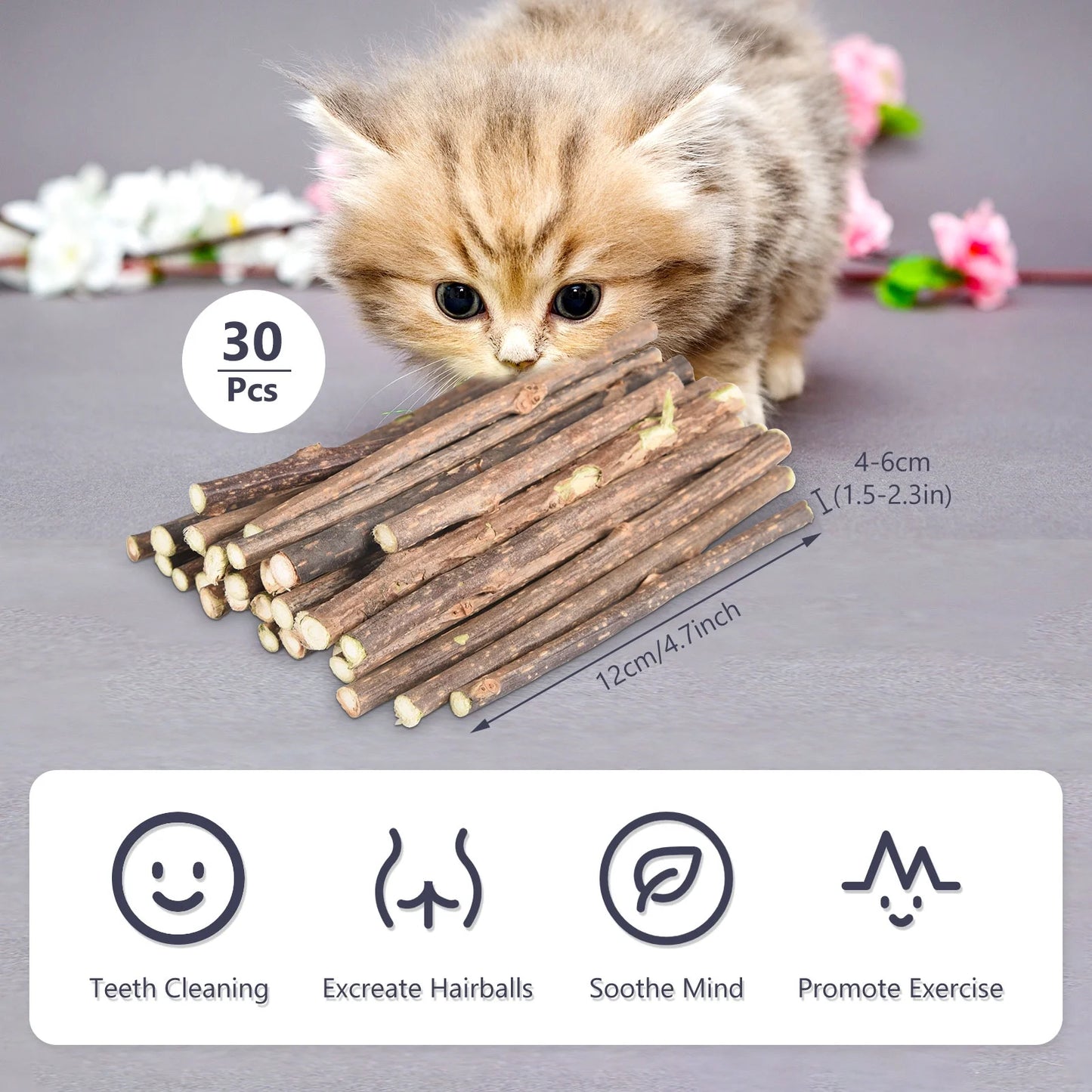 30 Pcs Silvervine Sticks for Cats, 8 Pcs Skitter Critters Cat Toy Catnip Mice, Natural Catnip Sticks Chew Sticks, Teeth Molar Chew Toys for Cat Kitten Kitty