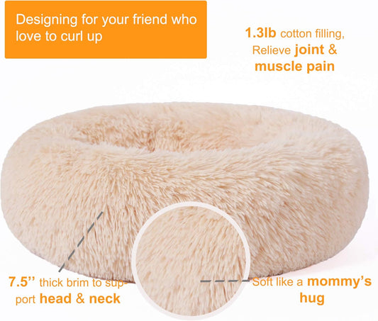 Dog Beds Indoor Dogs Large, Faux Fur Dog Beds Medium, Calming Dog Beds Machine Washable