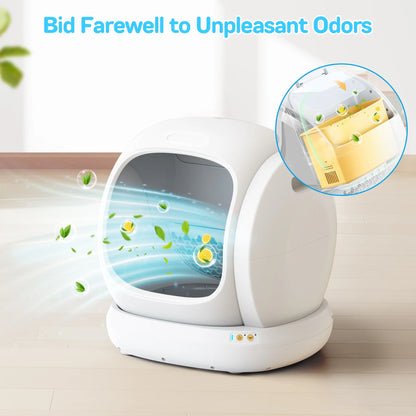 75L Smart Automatic Self-Cleaning Cat Litter Box, APP Control/Integrated Safety Protection,White