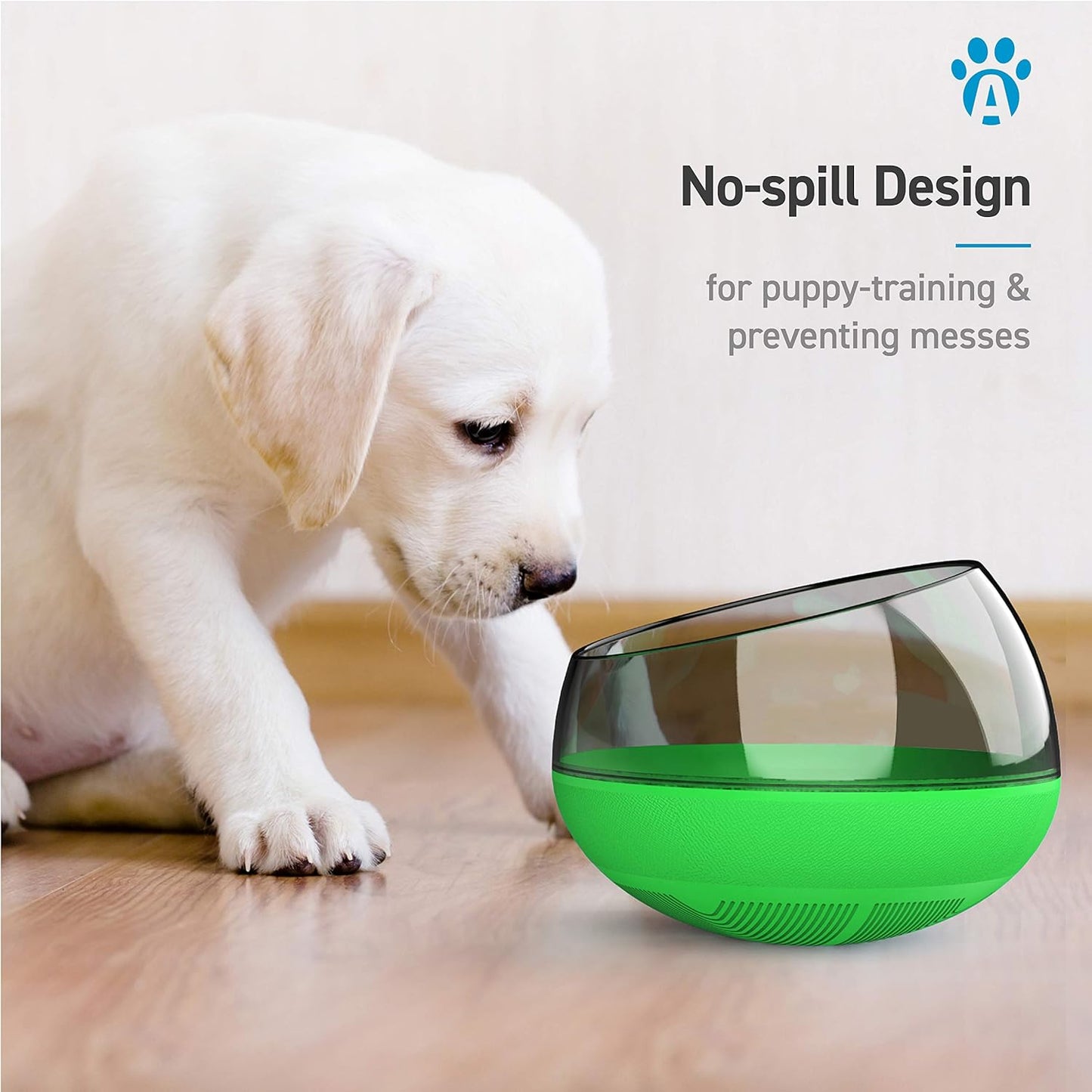 Slow Feeder Bowl for Small Medium Dogs Cats, No-Spill Large Capacity Interactive Feeder, Green (APF03G)