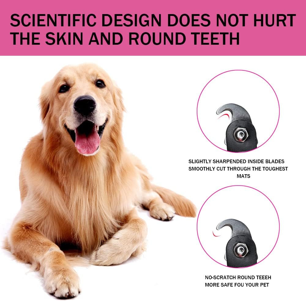 Pet Grooming Brush,Professional 2 in 1 Pet Deshedding Tool for Dogs/Cats,Safe Dematting Comb for Easy Mats & Tangles Removing,Undercoat Rakes for Short to Long Hair(Red)