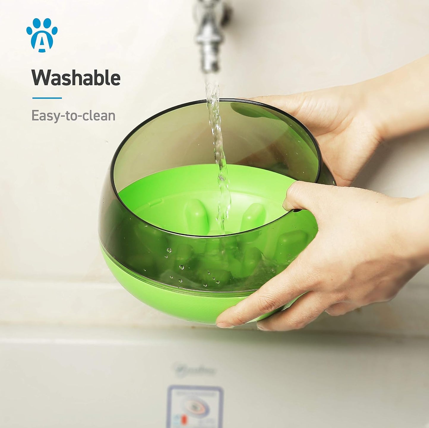 Slow Feeder Bowl for Small Medium Dogs Cats, No-Spill Large Capacity Interactive Feeder, Green (APF03G)