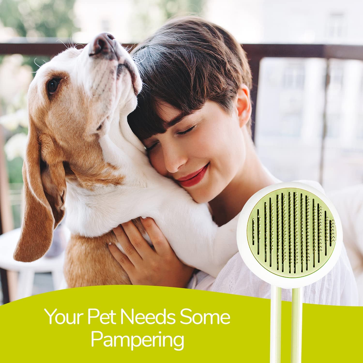 Self Cleaning Slicker Brush for Dogs and Cats - Pet Grooming Tool for Undercoat, Shedding Mats & Tangled Hair - Pet Grooming Brush Bristles with round Tip Massages & Improve Circulation