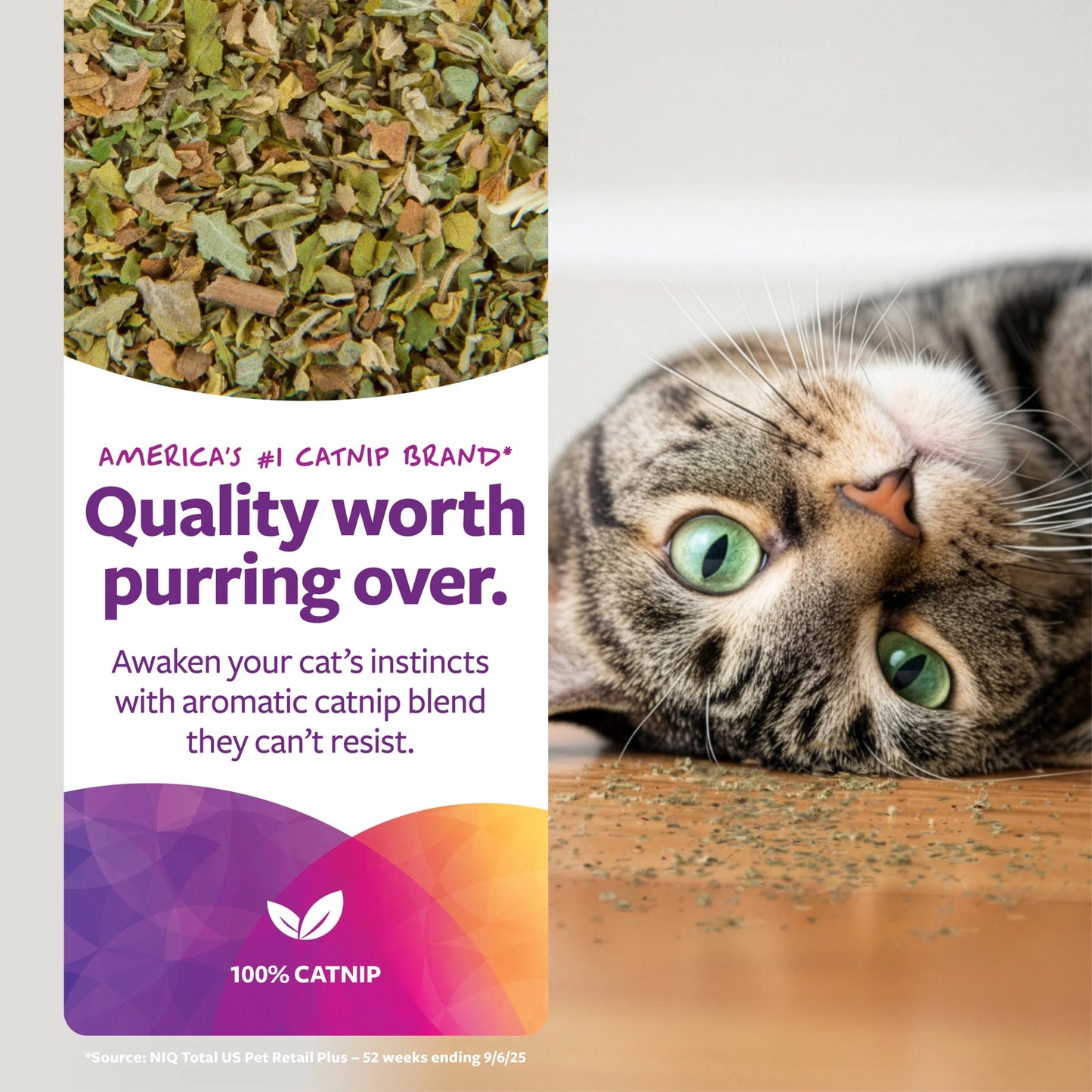 Organic Catnip for Cats, 100% Certified Organic & Natural, Pure & Potent, Resealable Shaker Canister, 2 Ounce