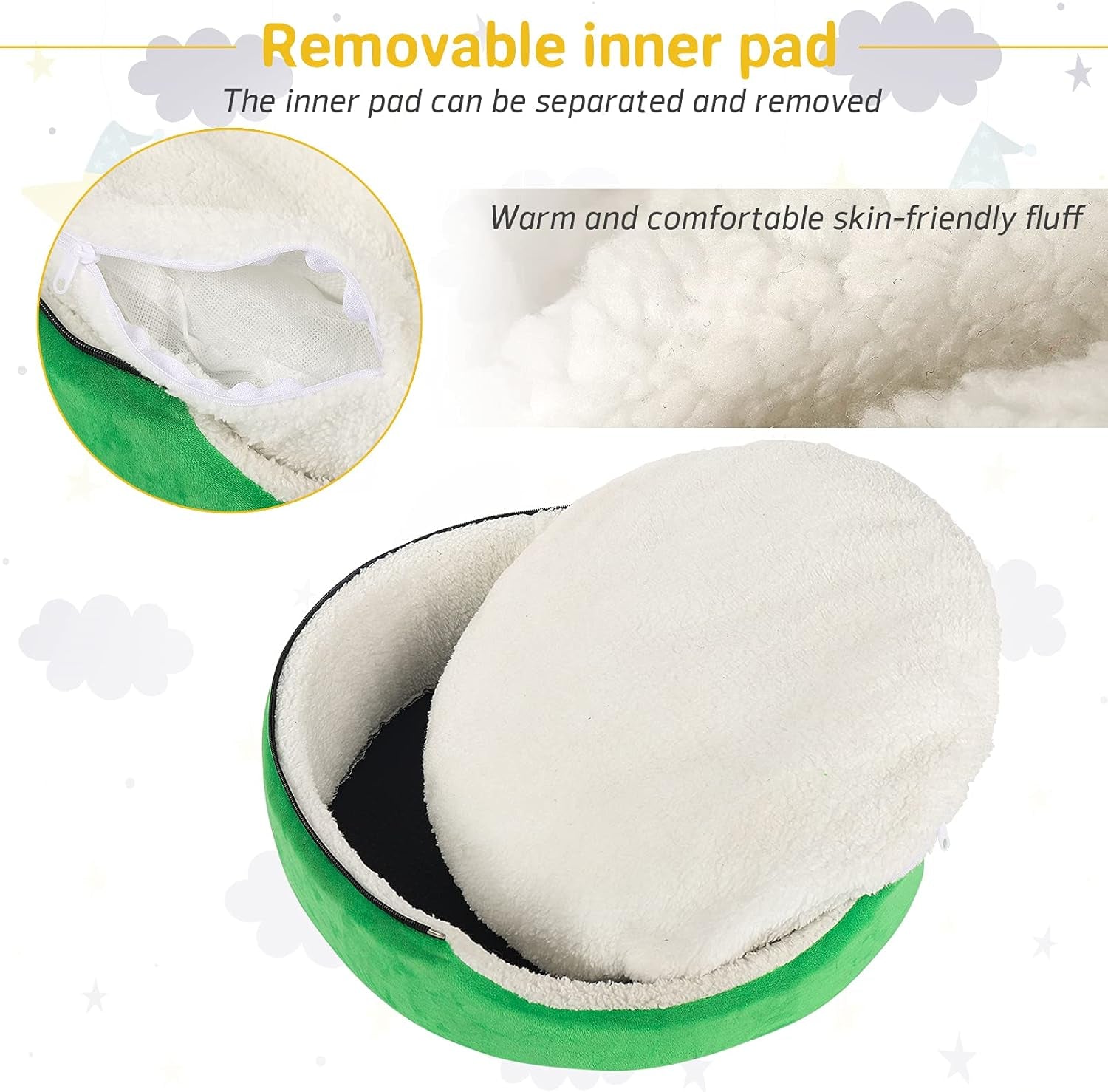 Laacat Cave Bed, Cat Tent House, Self-Warming Christmas Decor Pet Cat Bed Semi-Closed Shape Tree Pet Nest Cat Condo Pet Cat Shelter House18 in Green Star