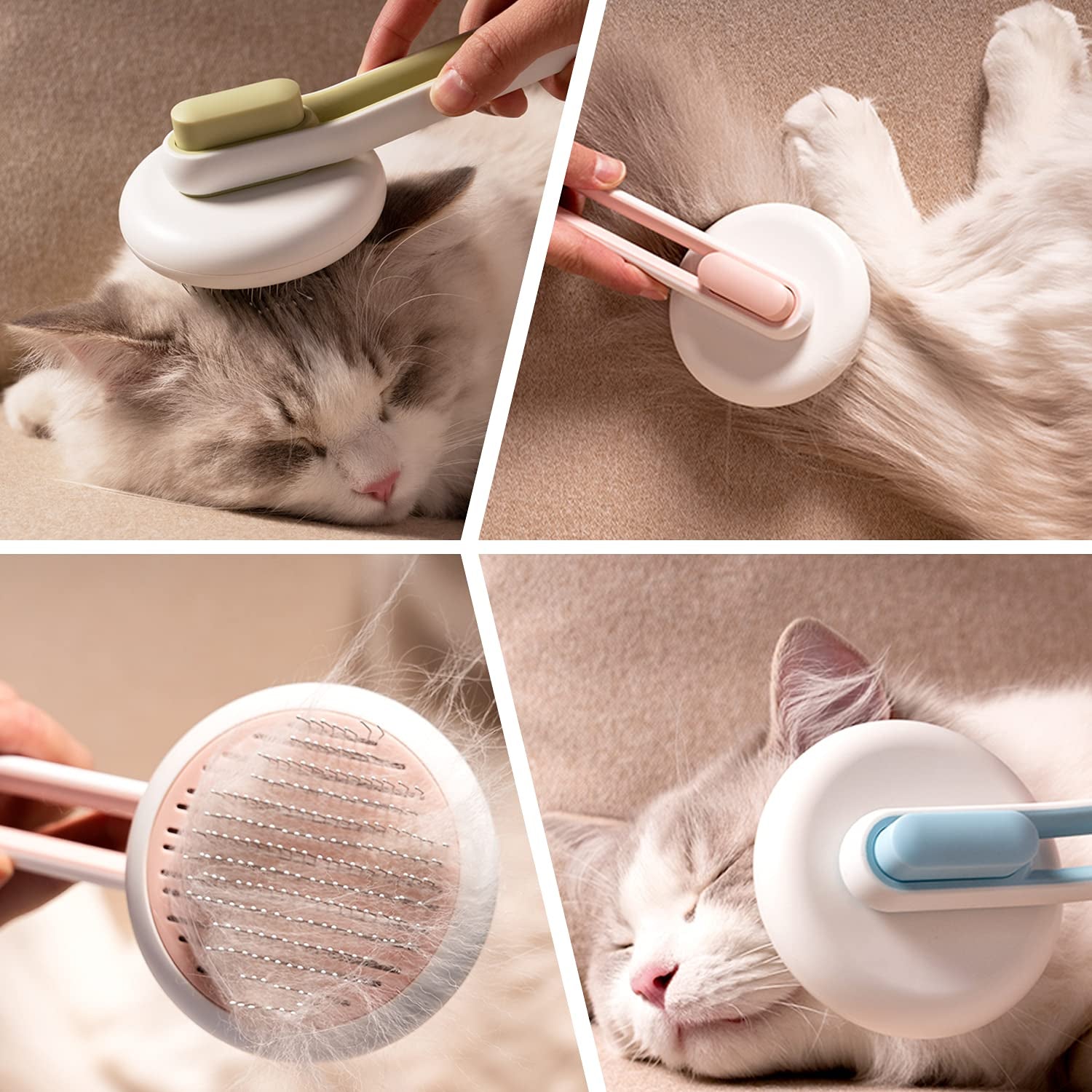 Self Cleaning Slicker Brush for Dogs and Cats - Pet Grooming Tool for Undercoat, Shedding Mats & Tangled Hair - Pet Grooming Brush Bristles with round Tip Massages & Improve Circulation
