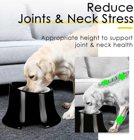 SUPERDESIGN Raised Dog Bowl for Medium Large Dogs And, Elevated Dog Food Bowl Stand & Insert Slow Feeder Dish for Fast Eaters, Spill Proof Tall Feeding Station to Slow down Eating, Medium, Black