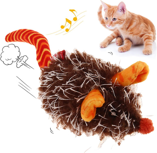 Interactive Cat Toys for Indoor Cats, Cat Mouse Toys with Electronic Realistic Squeaky Sound, Automatic Moving Kitten Toys Electric Mice Toy Self Play Exercise(Orange Ear)