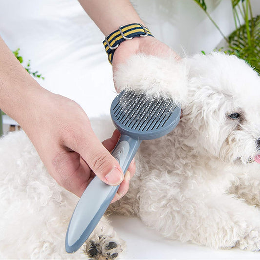 Self Cleaning Slicker Brushes for Dogs Cats Pet Grooming Brush Tool Gently Removes Loose Undercoat-Dog & Cat Will Love with This Grooming Brush (Grey)