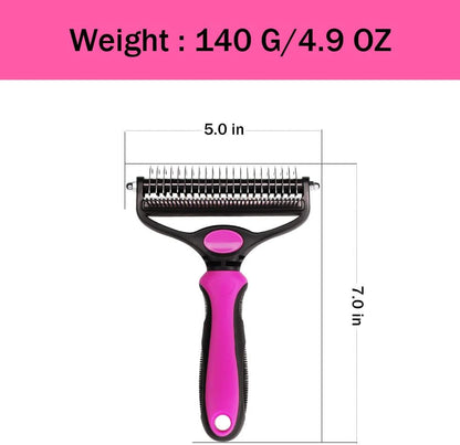 Pet Grooming Brush,Professional 2 in 1 Pet Deshedding Tool for Dogs/Cats,Safe Dematting Comb for Easy Mats & Tangles Removing,Undercoat Rakes for Short to Long Hair(Red)