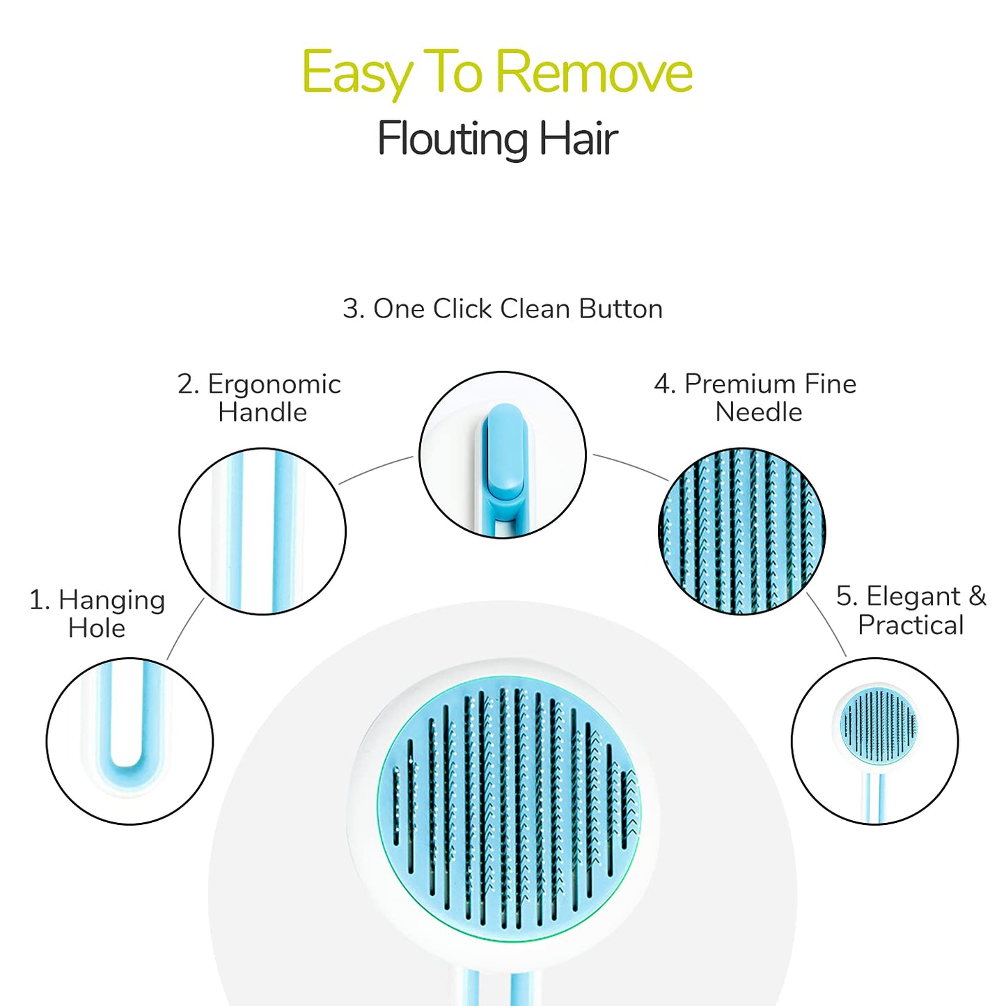 Self Cleaning Slicker Brush for Dogs and Cats - Pet Grooming Tool for Undercoat, Shedding Mats & Tangled Hair - Pet Grooming Brush Bristles with round Tip Massages & Improve Circulation