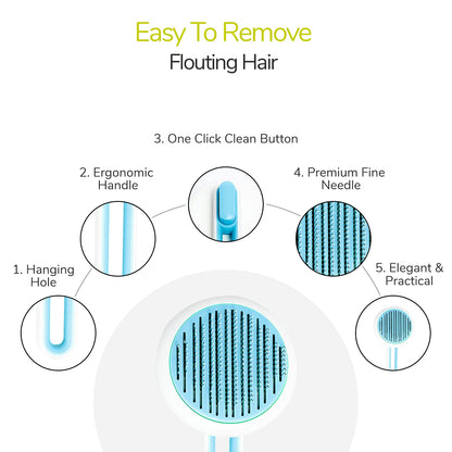 Self Cleaning Slicker Brush for Dogs and Cats - Pet Grooming Tool for Undercoat, Shedding Mats & Tangled Hair - Pet Grooming Brush Bristles with round Tip Massages & Improve Circulation