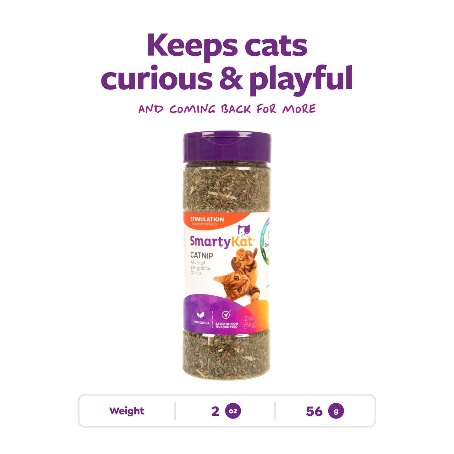 Organic Catnip for Cats, 100% Certified Organic & Natural, Pure & Potent, Resealable Shaker Canister, 2 Ounce