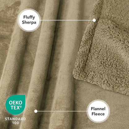 Waterproof Dog Blanket for Medium Large Dog Puppy Cat Throw for Couch Cover Leakproof Protection, Sherpa Fleece, Reversible Soft Washable 60X40 Taupe Taupe