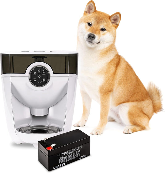Feeder-Robot by , White with Smoke-Grey Hopper; Includes Backup Battery; Smart, Automatic Pet Feeder, Feed Your Cat or Dog from Anywhere, Designed & Assembled in USA