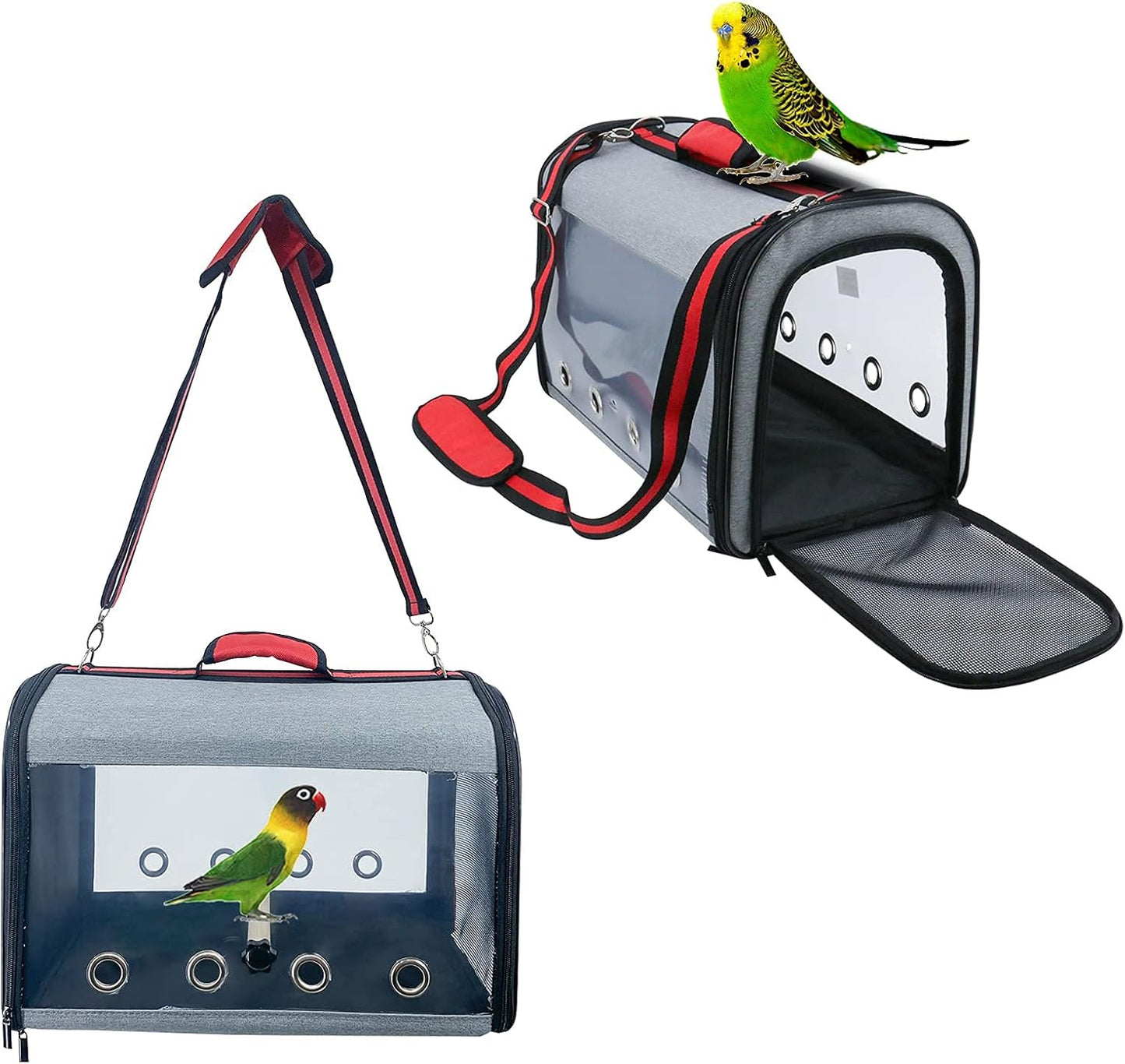Bird Parrot Travel Carrier Lightweight Bird Travel Bag Transparent Breathable Bird Travel Cage Portable Travel Carrier for Small Bird and Parrot (Size Large, Blue)