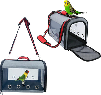 Bird Parrot Travel Carrier Lightweight Bird Travel Bag Transparent Breathable Bird Travel Cage Portable Travel Carrier for Small Bird and Parrot (Size Large, Blue)