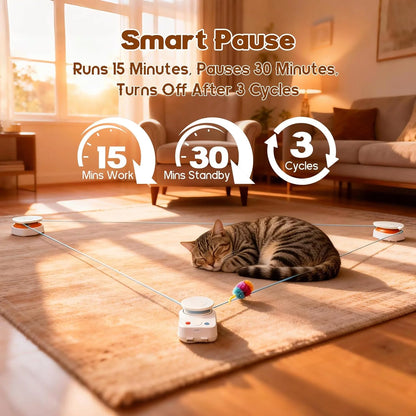Interactive Cat Toy for Indoor Cats – Automatic Moving & Enrichment Toy for Indoor Cats/Kitten, Auto/Manual Control Cat Treadmill for Exercise & Mental Stimulation, Stimulating Chase Toys
