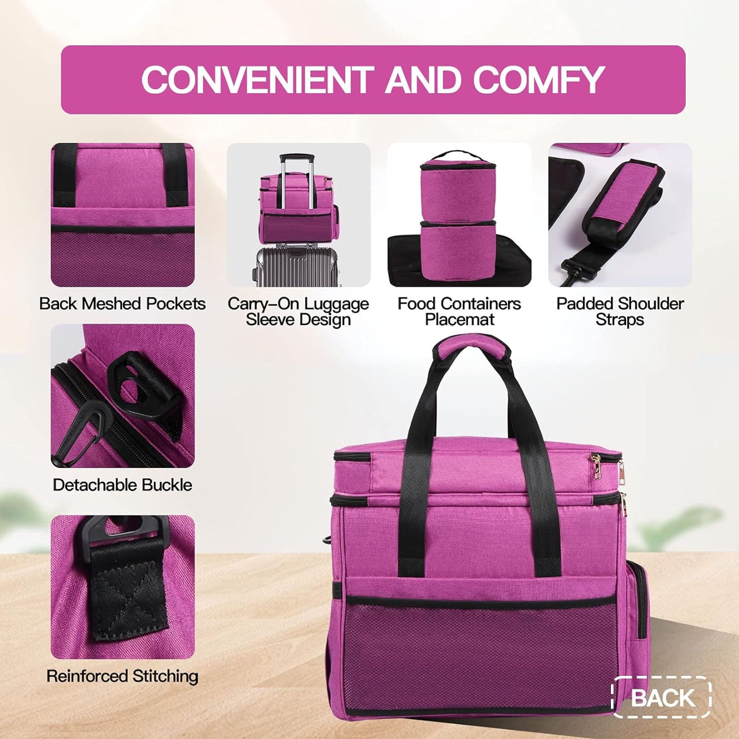 Dog Travel Bag Double Layer Large Pet Travel Bag Organizer for Accessories, Includes 2 Collapsible Bowls, 2 Food Containers, 1 Water-Resistant Placemat, Ideal Dog Travel Kit for a Weekend Away, Purple