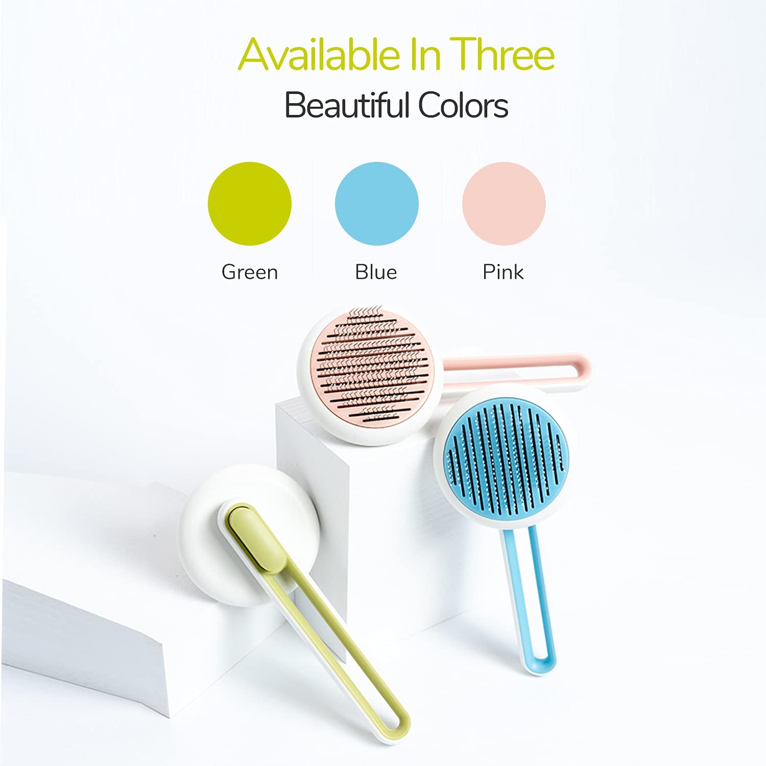 Self Cleaning Slicker Brush for Dogs and Cats - Pet Grooming Tool for Undercoat, Shedding Mats & Tangled Hair - Pet Grooming Brush Bristles with round Tip Massages & Improve Circulation