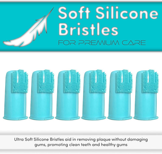 Dog Finger Toothbrushes - Professional Pet Finger Dental Brush Set for Dogs Puppies Cats, Soft Bristles, Size Large 8 Count