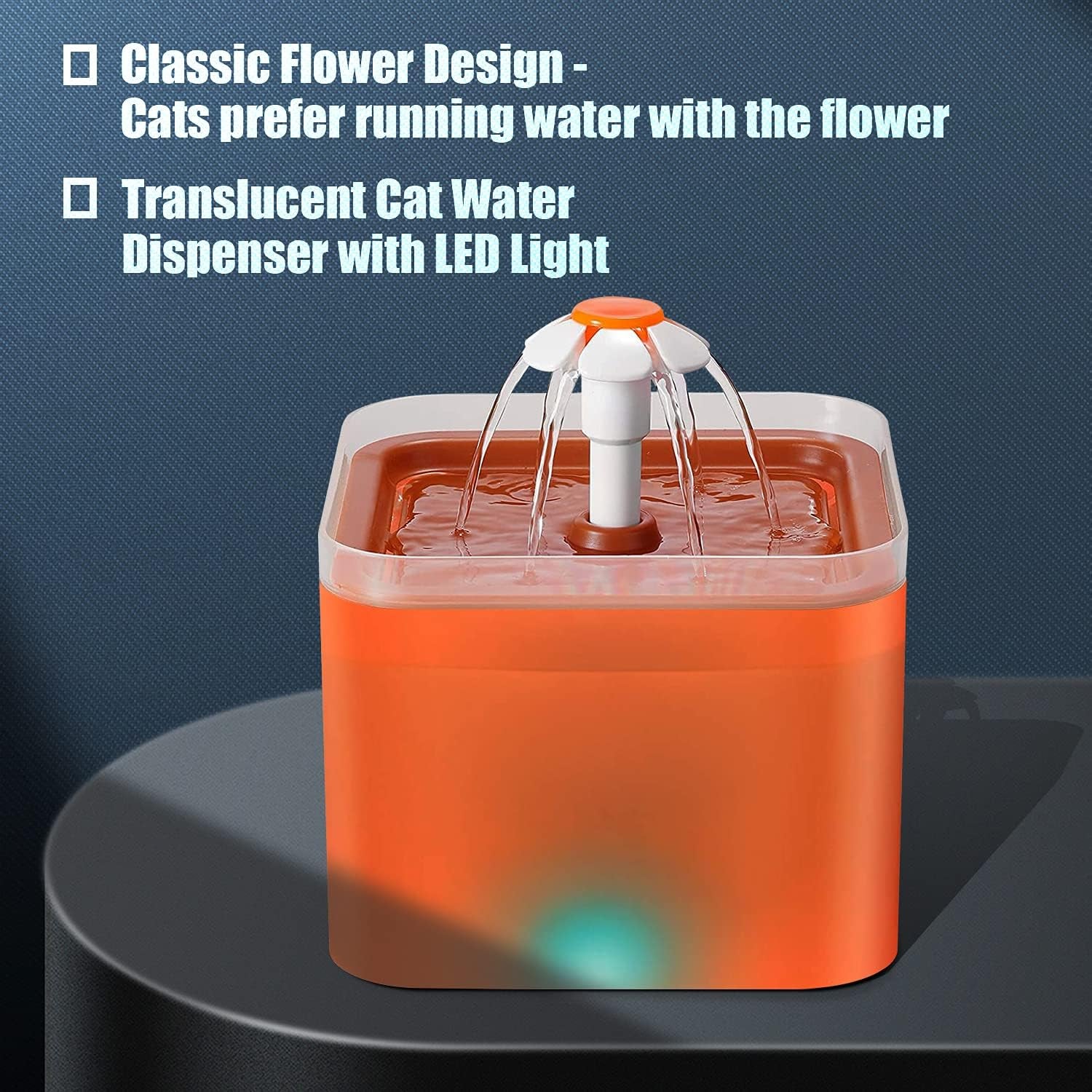 Automatic Cat Water Fountain with LED Light 67Oz/2.4L Quiet Flowing Pet Fountain for Cats Small Dogs Other Pets Hygienic Water Dispenser for Pets