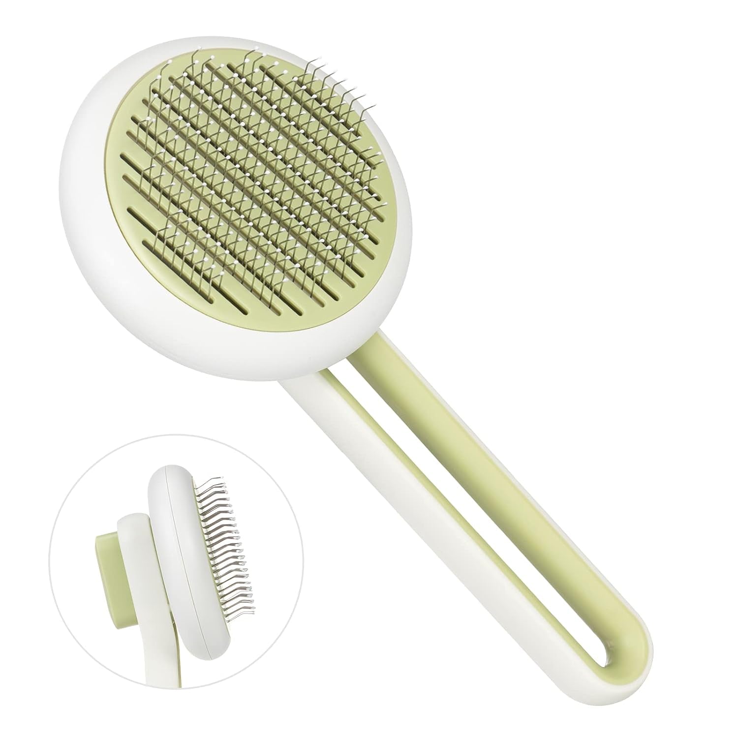 Self Cleaning Slicker Brush for Dogs and Cats - Pet Grooming Tool for Undercoat, Shedding Mats & Tangled Hair - Pet Grooming Brush Bristles with round Tip Massages & Improve Circulation