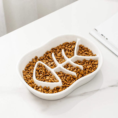 Slow Feeder Cat Bowl - Slow down Cat Food Dish for Healthy Eating - Fun Interactive Maze Design - Bloating Stop, anti Gulping, Improve Digestion - White