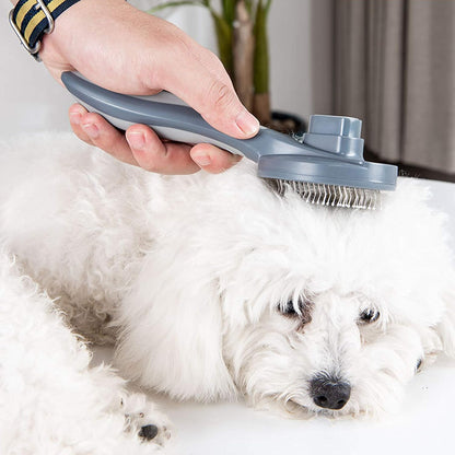 Self Cleaning Slicker Brushes for Dogs Cats Pet Grooming Brush Tool Gently Removes Loose Undercoat-Dog & Cat Will Love with This Grooming Brush (Grey)