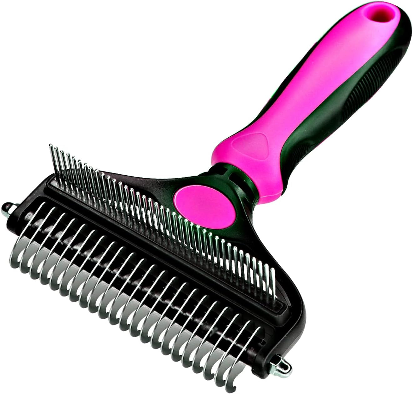 Pet Grooming Brush,Professional 2 in 1 Pet Deshedding Tool for Dogs/Cats,Safe Dematting Comb for Easy Mats & Tangles Removing,Undercoat Rakes for Short to Long Hair(Red)