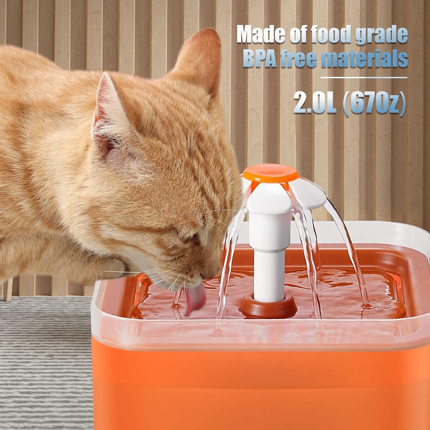 Automatic Cat Water Fountain with LED Light 67Oz/2.4L Quiet Flowing Pet Fountain for Cats Small Dogs Other Pets Hygienic Water Dispenser for Pets
