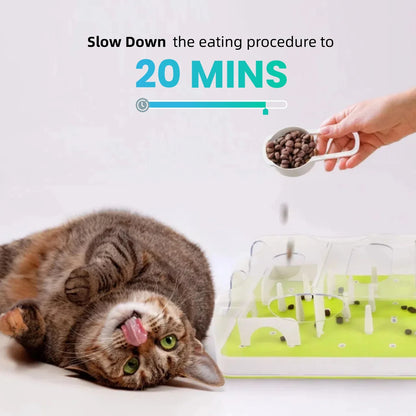 Cat Puzzle Feeder Toy, Cat Slow Puzzle Feeding Toy for Kitty IQ Training & Mental Stimulation, Kitty Enrichment Toys for Indoor Cats, Puzzle