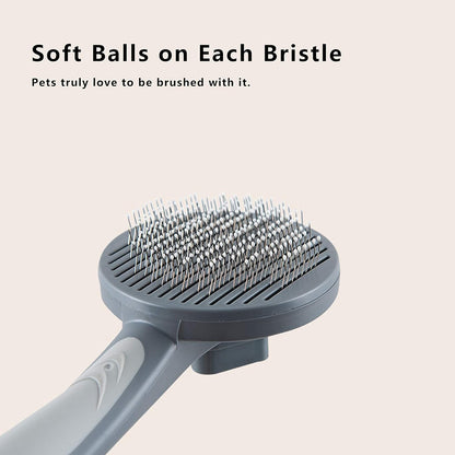 Self Cleaning Slicker Brushes for Dogs Cats Pet Grooming Brush Tool Gently Removes Loose Undercoat-Dog & Cat Will Love with This Grooming Brush (Grey)