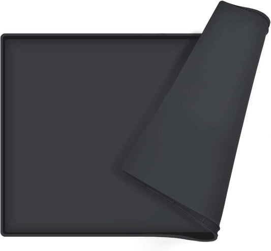 Dog Food Mat,Silicone Waterproof Food Tray,Non Slip Pet Bowl Mats Placemat,0.6" Raised Edge,Suitable for Most Small and Medium Sized Pets,18.5" X 11.5"