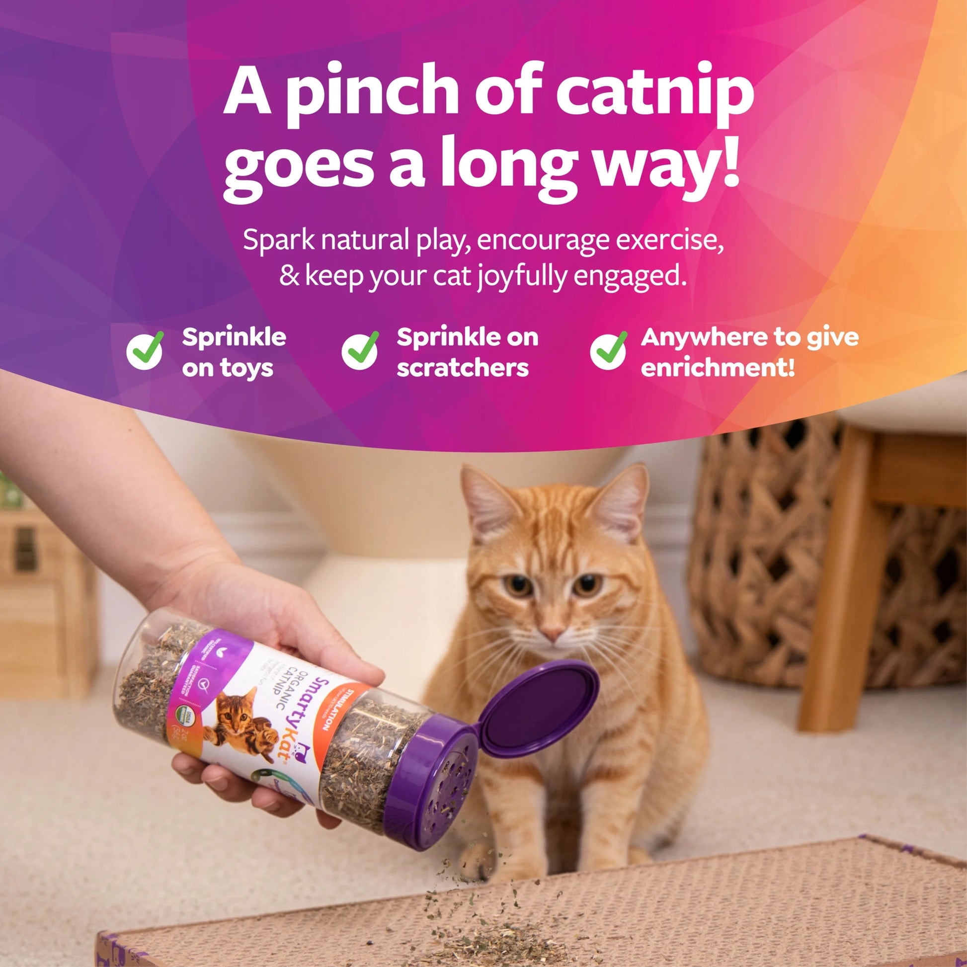 Organic Catnip for Cats, 100% Certified Organic & Natural, Pure & Potent, Resealable Shaker Canister, 2 Ounce